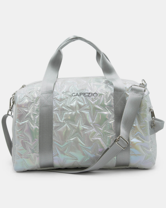 Capezio-Metallic-Star-Travel-Duffel-In-White