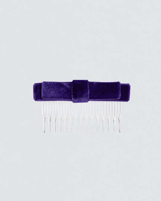 MIMY-Straight-Velvet-Hair-Bow-on-Comb-In-Deep-Purple