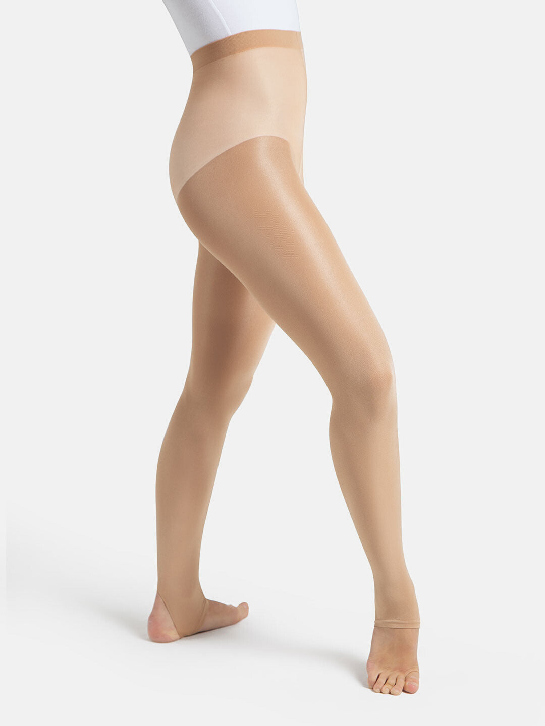 Capezio-Ultra-Shimmery-Gloss-Stirrup-Tights-In-Caramel