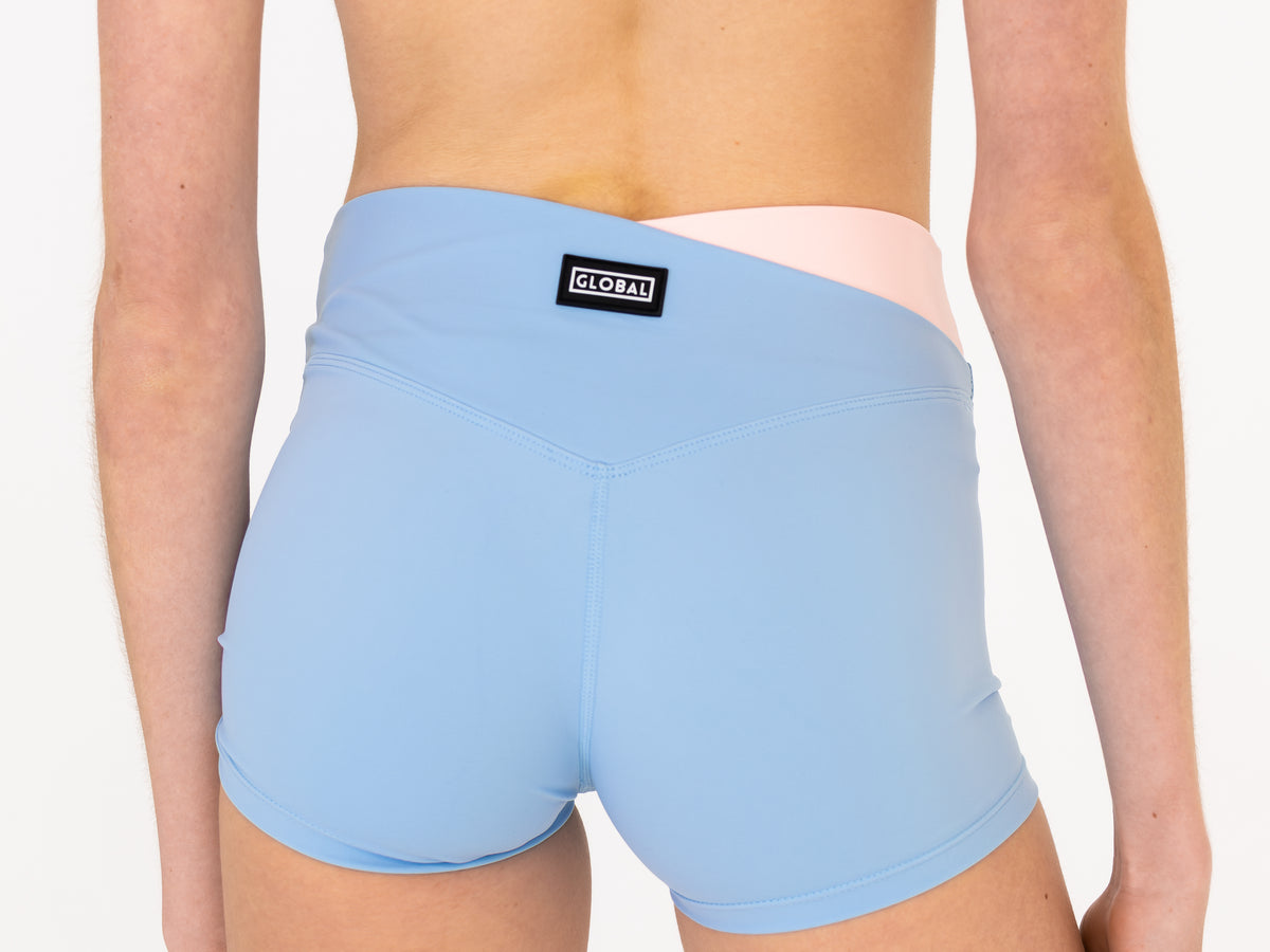 Global-Dancewear-Victory-Shorts-In-Sorbet-Pink-and-Costa-Blue