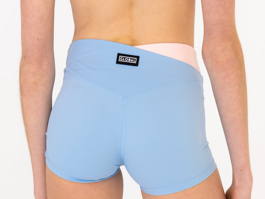 Global-Dancewear-Victory-Shorts-In-Sorbet-Pink-and-Costa-Blue