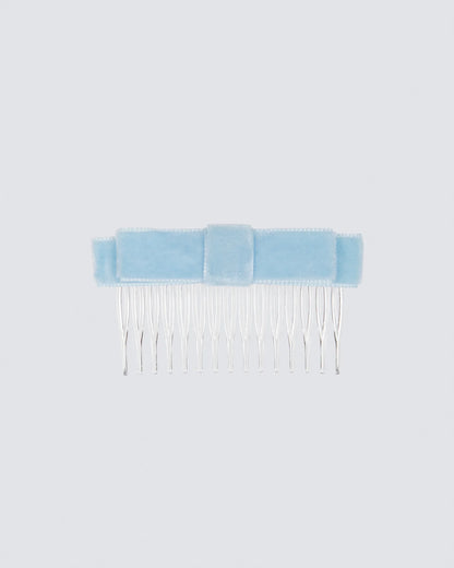 MIMY-Straight-Velvet-Hair-Bow-on-Comb-In-Baby-Blue