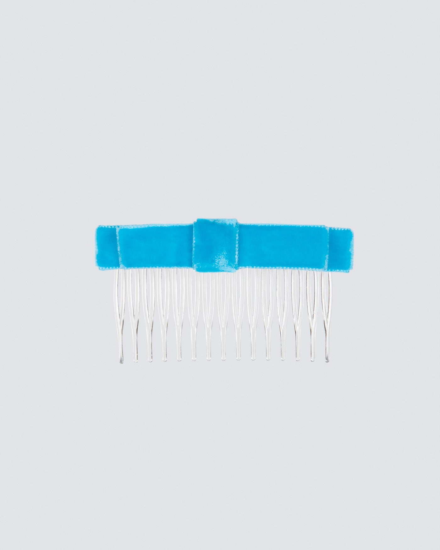 MIMY-Straight-Velvet-Hair-Bow-on-Comb-In-Turquoise