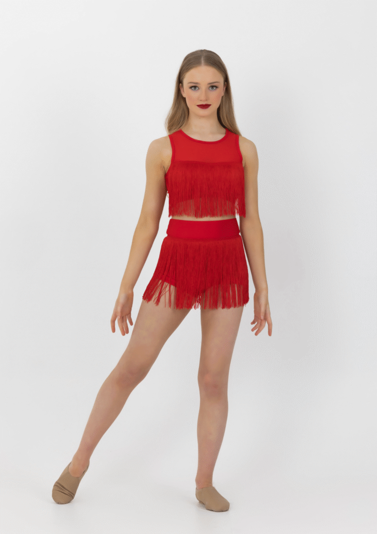 Studio7-Tassel-Crop-and-Shorts-In-Red