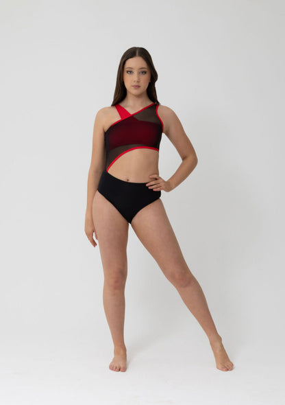 Studio7-Lizzy-Leotard-In-Black/Red