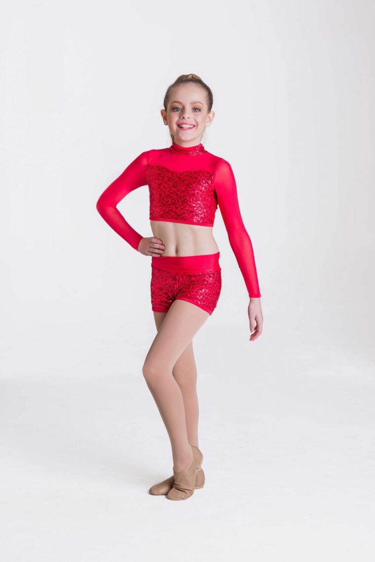 Studio7-Attitude-Sequin-Shorts-In-Red