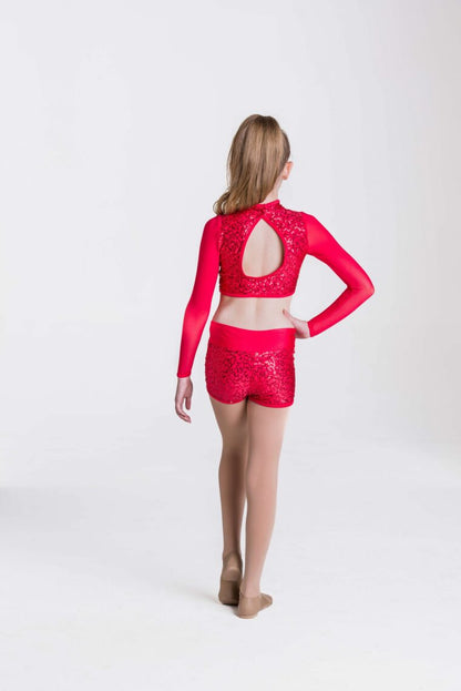 Studio7-Attitude-Sequin-Shorts-In-Red